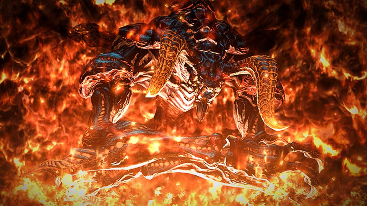  Ifrit appears in flame during Final Fantasy 14's 2.0 patch. 