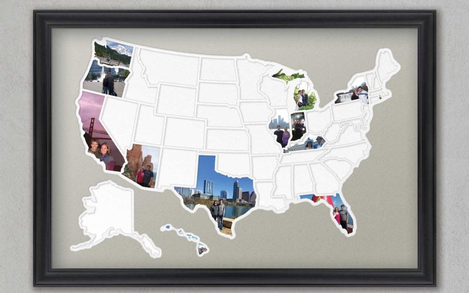 Fill in a map-shaped photo frame