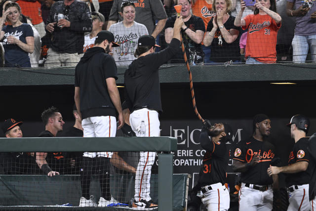 Baltimore Orioles' Cedric Mullins in action during a baseball game against  the Texas Rangers, Sunday, May 28, 2023, in Baltimore. (AP Photo/Nick Wass  Stock Photo - Alamy