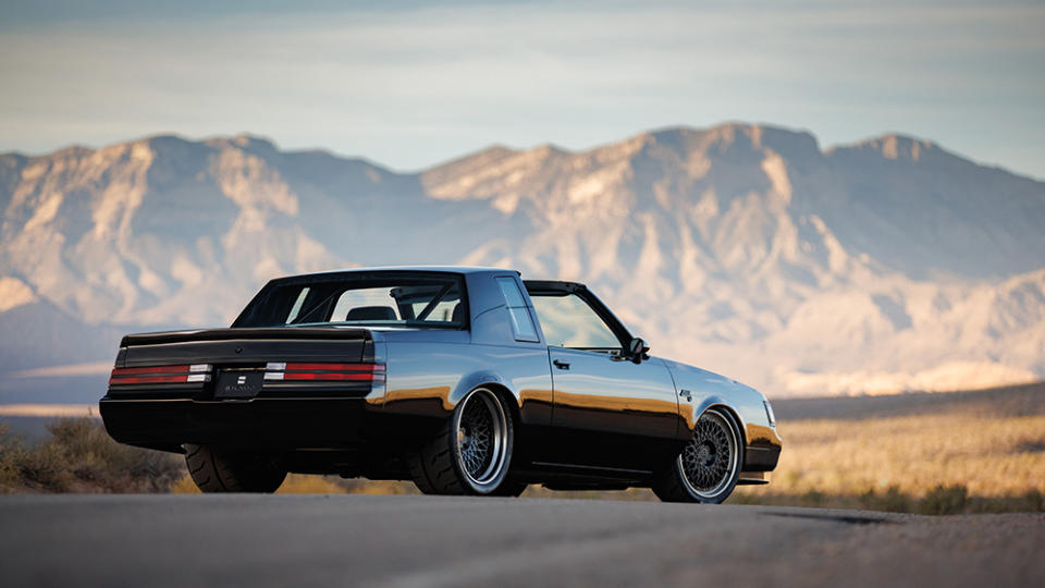 Kevin Hart’s “Dark Knight” 1987 Buick Grand National T-Top by Salvaggio Design from the rear