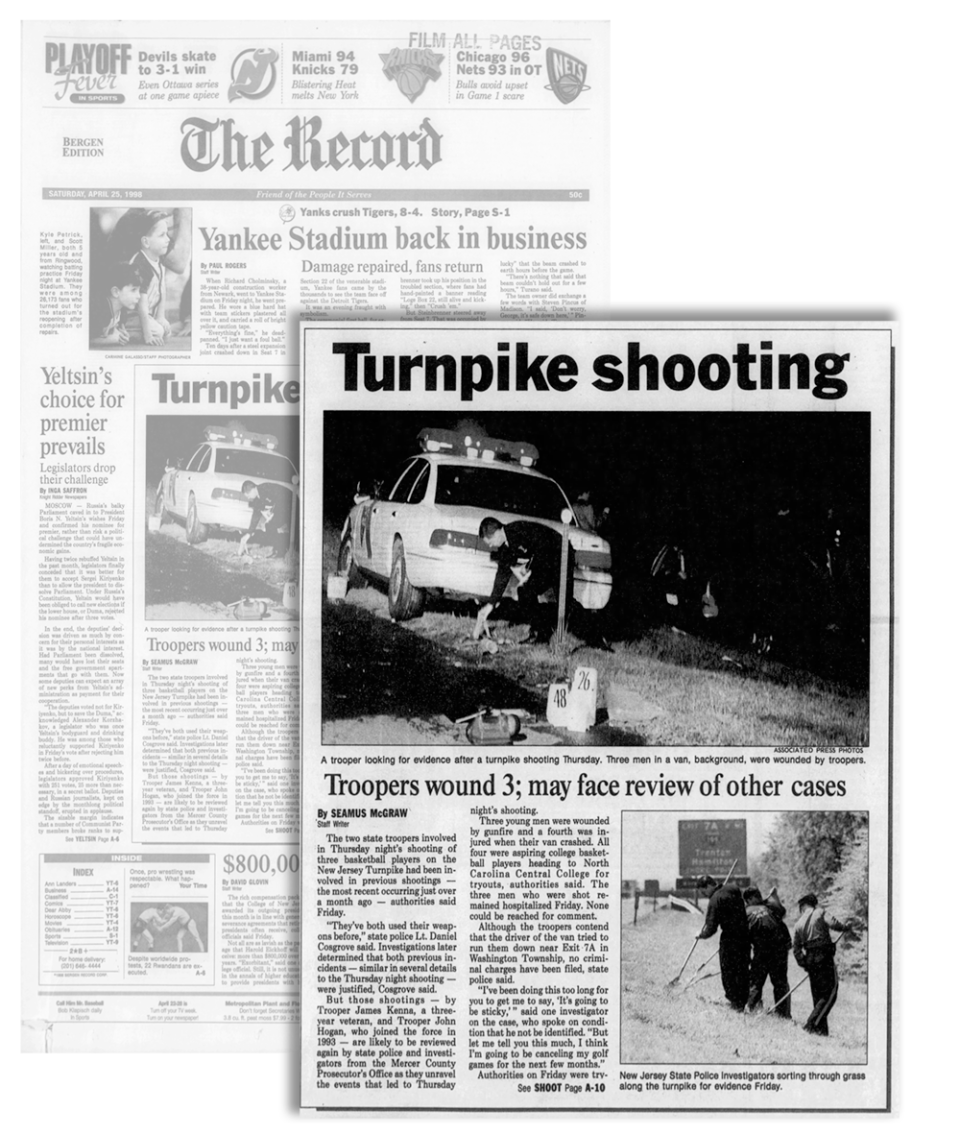Coverage of the 1998 Jersey Four shooting in The Record.