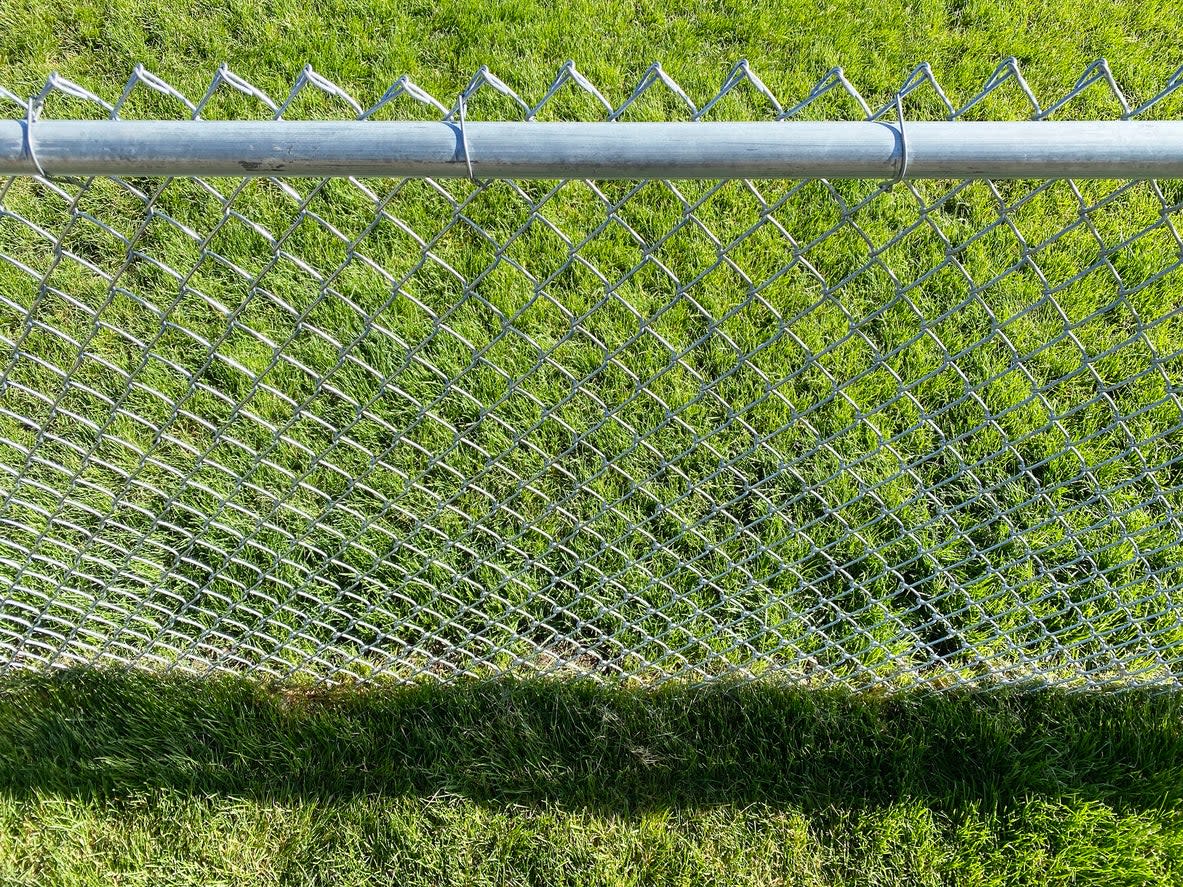 chain link fence installed in lush green lawn