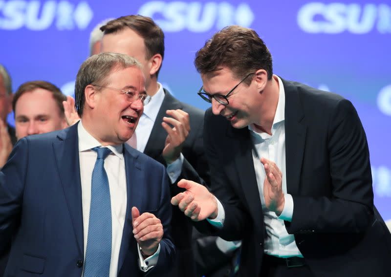 CDU candidate for chancellor Laschet attends CSU party meeting in Nuremberg