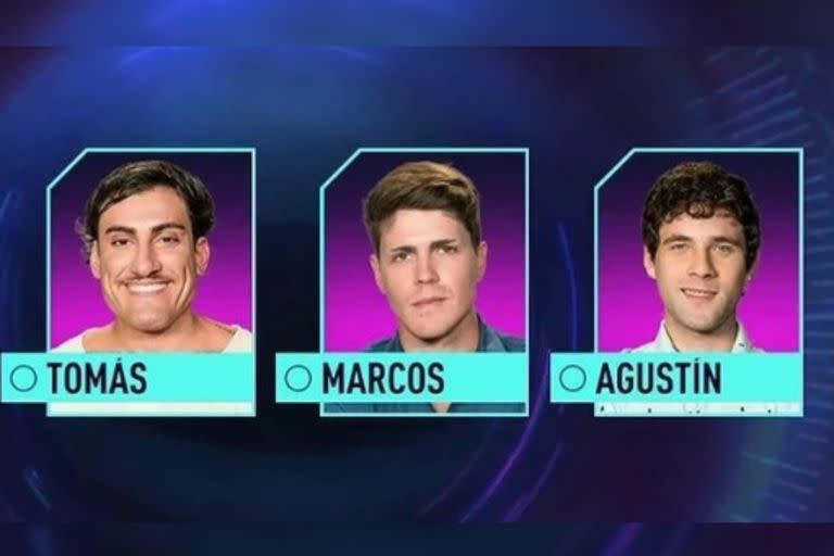 Los tres primeros nominados (Captura Telefe)