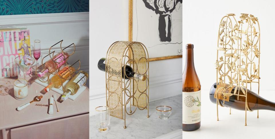 Cheers to these small, but cute, countertop wine racks 🍷 (Photo: HuffPost )