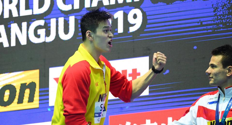 Sun Yang schrie in Richtung des Briten Duncan Scott. (Bild: Getty Images)