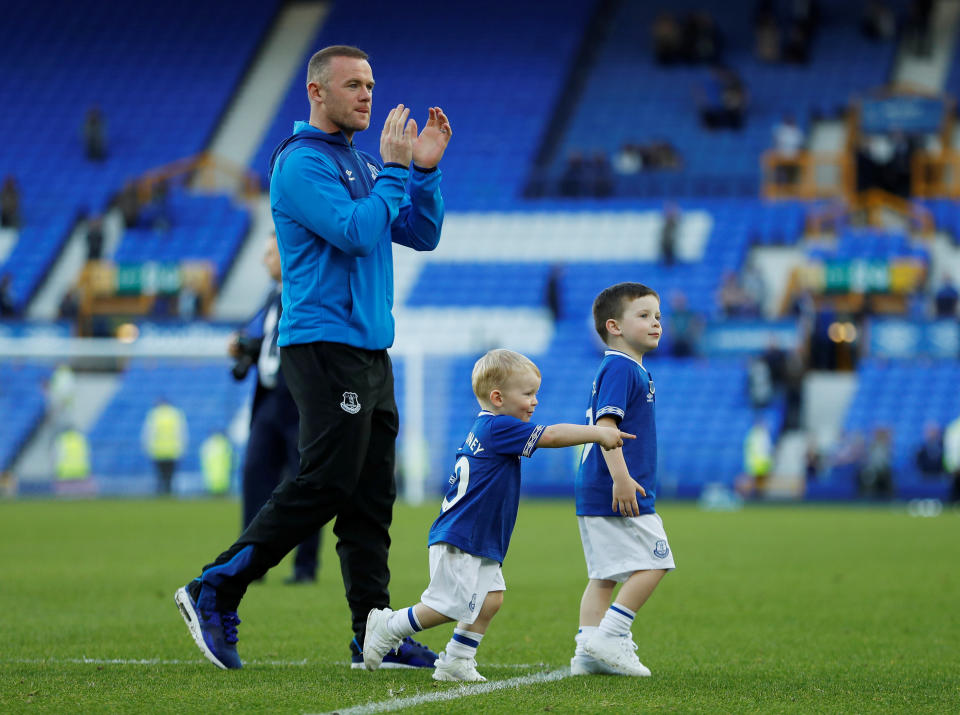 Saying goodbye? Rooney with his two sons after Everton played Southampton last weekend