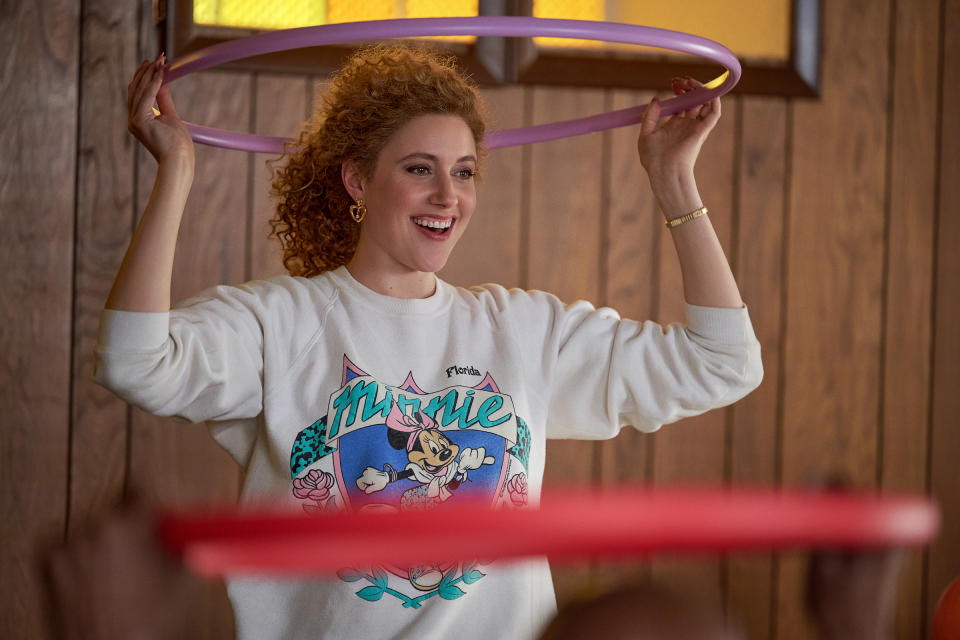 Greta Gerwig as Babette in full '80s regalia<span class="copyright">Wilson Webb—Netflix</span>