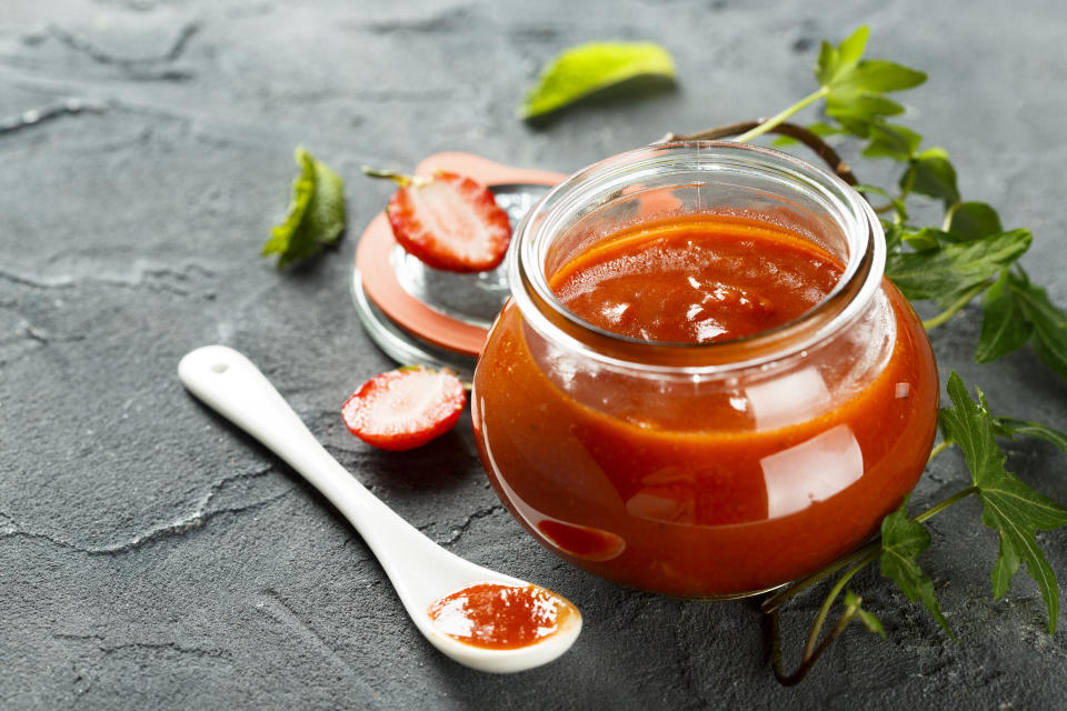 Homemade ketchup with strawberry