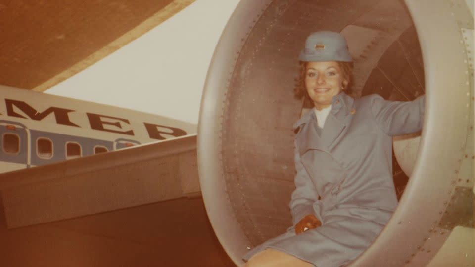Ilona Zahn, pictured here sitting on a Boeing 707, loved working for Pan Am. - Ilona Duncan