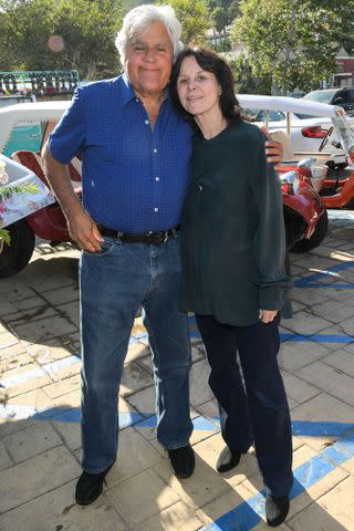 <p>Charley Gallay/Getty</p> Jay Leno and Mavis, August 2022