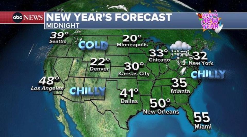 PHOTO: New Year's weather forecast graphic (ABC News)