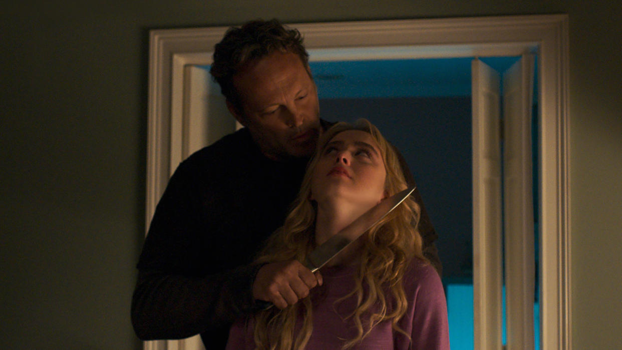 Vince Vaughn and Kathryn Newton swap bodies in the wry slasher movie 'Freaky'. (Universal Pictures)