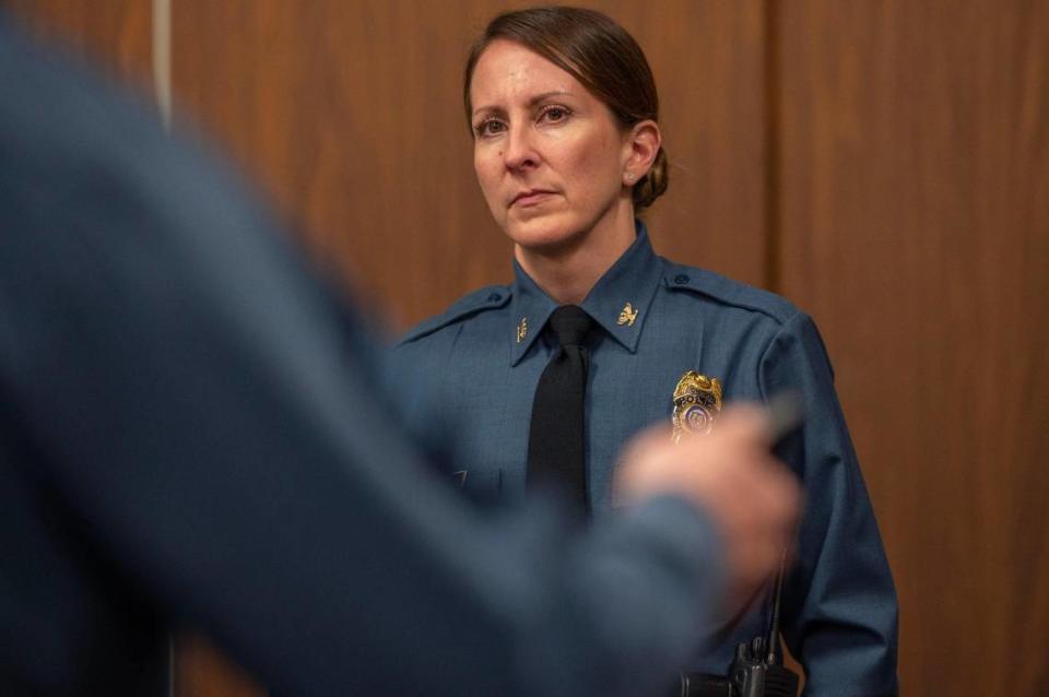 Kansas City Police Chief Stacey Graves spoke during a South Kansas City Alliance meeting on Jan. 9, one of the first public meetings Graves attended since becoming chief. Emily Curiel/ecuriel@kcstar.com