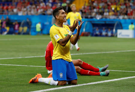 Soccer Football - World Cup - Group E - Brazil vs Switzerland - Rostov Arena, Rostov-on-Don, Russia - June 17, 2018 Brazil's Roberto Firmino reacts after a missed chance to score REUTERS/Darren Staples