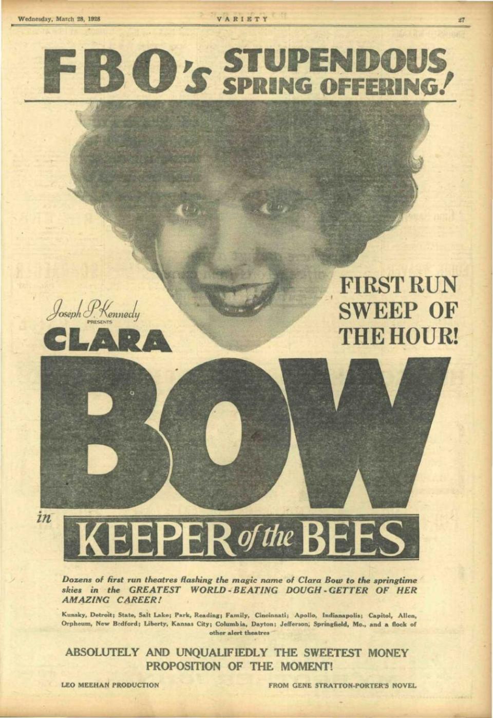 From the March 28, 1928, edition of weekly <em>Variety</em>