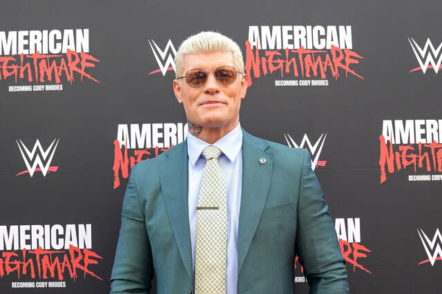 Cody Rhodes poses on the red carpet for the premiere of 