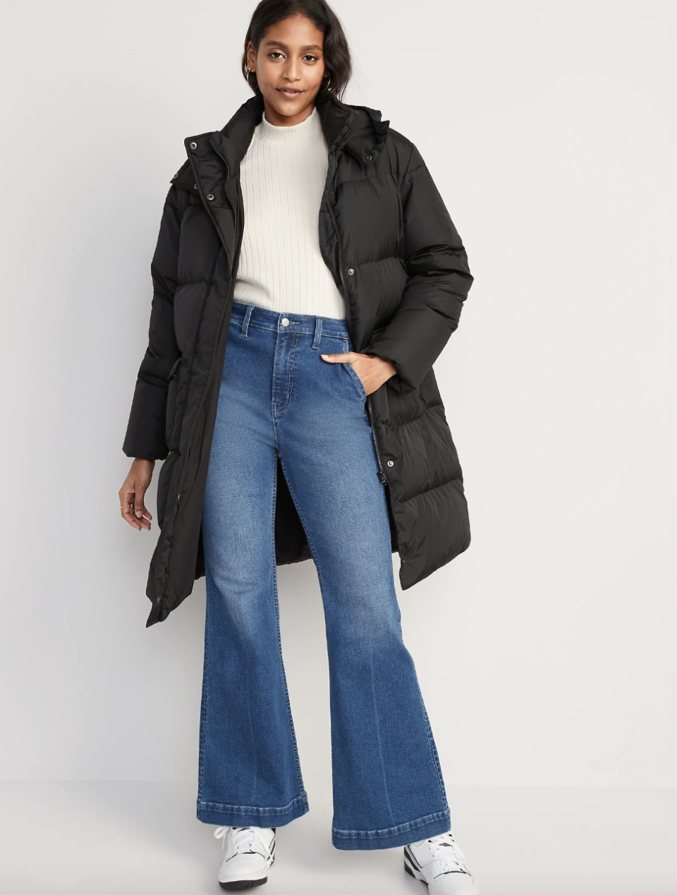 Oversized Water-Resistant Down & Feathers Fill Long Puffer Coat (Photo via Old Navy)