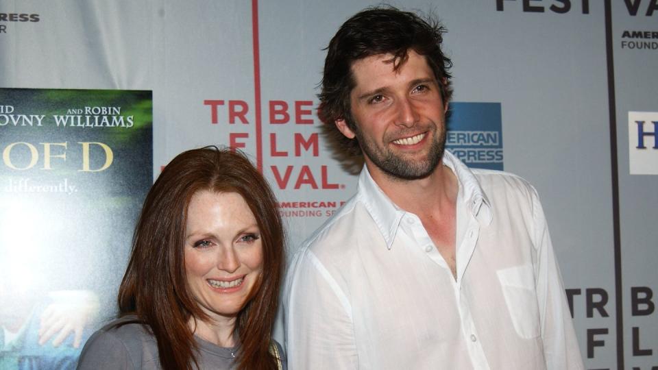 julianne moore and husband bart freundlich arrive for a trib