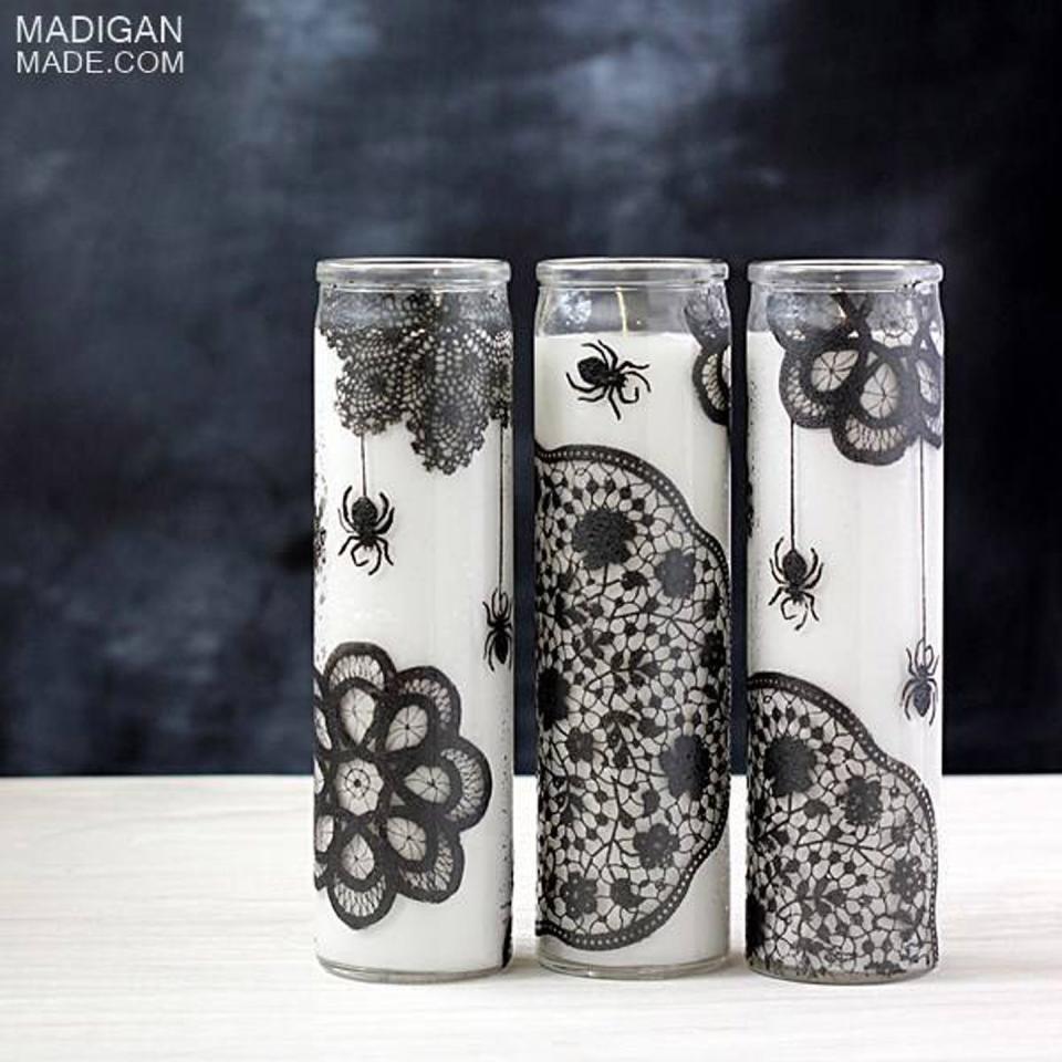 <p>You don't need to be Picasso to paint on these designs, thanks to a selection of stencils.</p><p><strong>Get the tutorial at <a href="http://rosyscription.com/2013/09/simply-wicked-diy-painted-candles.html" rel="nofollow noopener" target="_blank" data-ylk="slk:Rosycription;elm:context_link;itc:0;sec:content-canvas" class="link ">Rosycription</a>.</strong></p><p><a class="link " href="https://www.amazon.com/Apple-Barrel-Acrylic-Assorted-Colors/dp/B00889ZIAM/ref=sr_1_11?tag=syn-yahoo-20&ascsubtag=%5Bartid%7C10050.g.22221887%5Bsrc%7Cyahoo-us" rel="nofollow noopener" target="_blank" data-ylk="slk:SHOP PAINT;elm:context_link;itc:0;sec:content-canvas">SHOP PAINT</a><br></p>