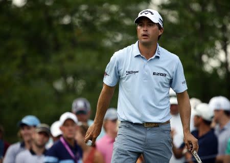 FILE PHOTO - Aug 13, 2017; Charlotte, NC, USA; Kevin Kisner reacts after a putt on 11th hole during the final round of the PGA Championship at Quail Hollow Club. Mandatory Credit: Rob Schumacher-USA TODAY Sports