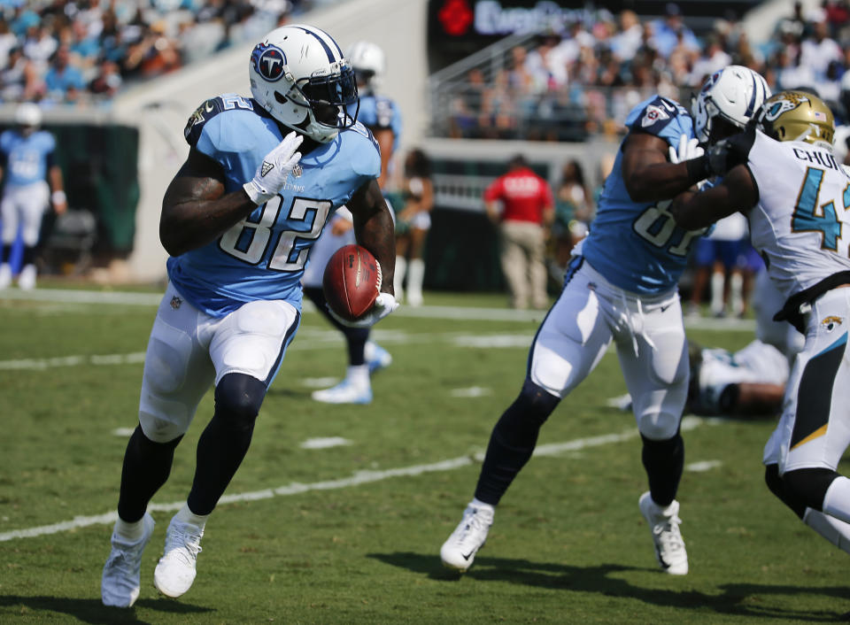 Titans tight end Delanie Walker says his family has received death threats due to NFL players protesting racial inequality. (AP Photo)