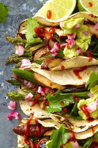 Grilled Asparagus and Shiitake Tacos