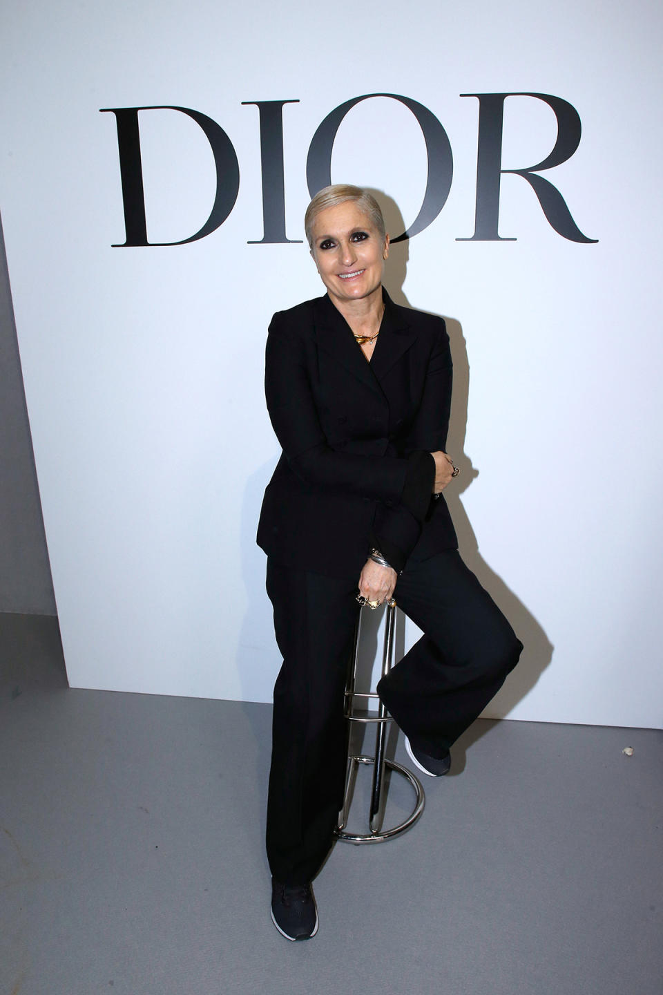 Maria Grazia Chiuri poses after the Christian Dior Haute Couture spring/summer 2018 show on Jan. 22, 2018, during Paris Fashion Week. (Photo: Bertrand Rindoff Petroff/Getty Images)