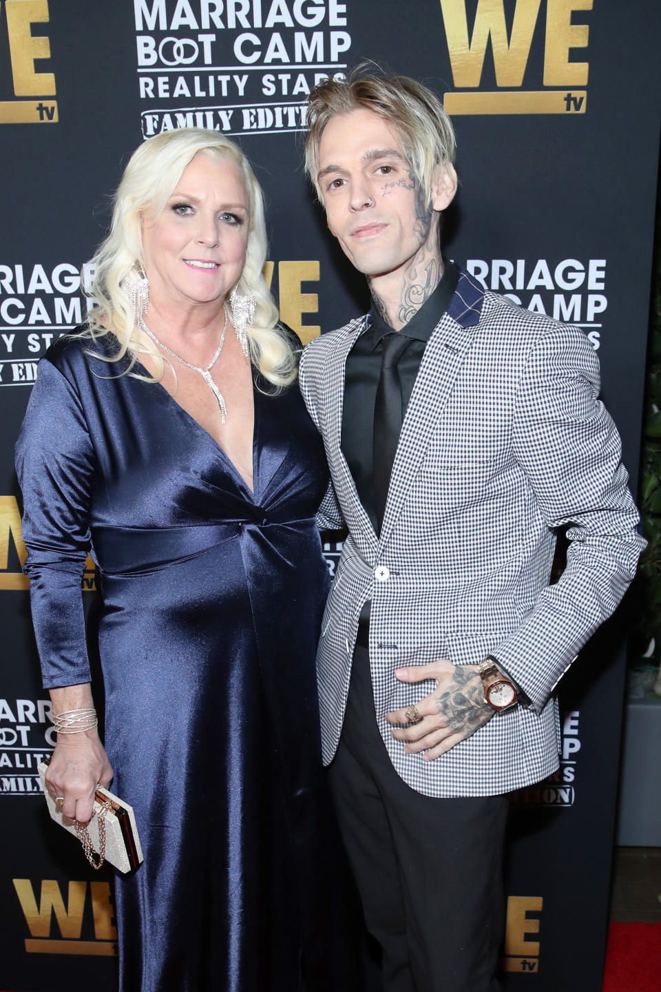 WEST HOLLYWOOD, CALIFORNIA - OCTOBER 10: Jane Carter and Aaron Carter attend WE tv Celebrates the 100th Episode of the "Marriage Boot Camp" reality stars franchise and the premiere of "Marriage Boot Camp Family Edition" at SkyBar at the Mondrian Los Angeles on October 10, 2019 in West Hollywood, California. (Photo by Randy Shropshire/Getty Images for WE tv )