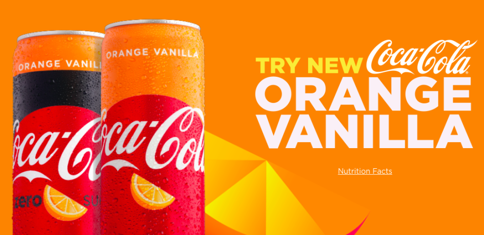 Orange Vanilla Coca-Cola in cans.