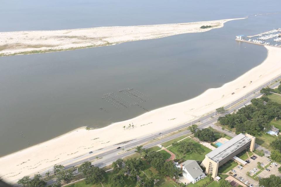 The western tip of Deer Island, shown on July 30, 2015, comes very close to the Biloxi Small Craft Harbor.