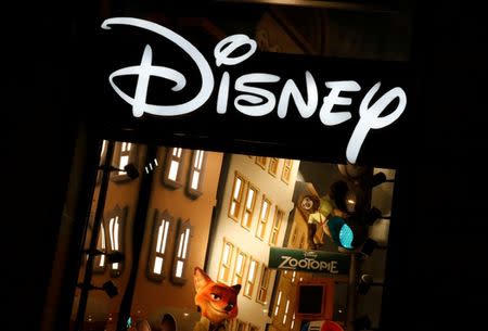 The logo of the Disney store on the Champs Elysee is seen in Paris, France, March 3, 2016. REUTERS/Jacky Naegelen/File Photo