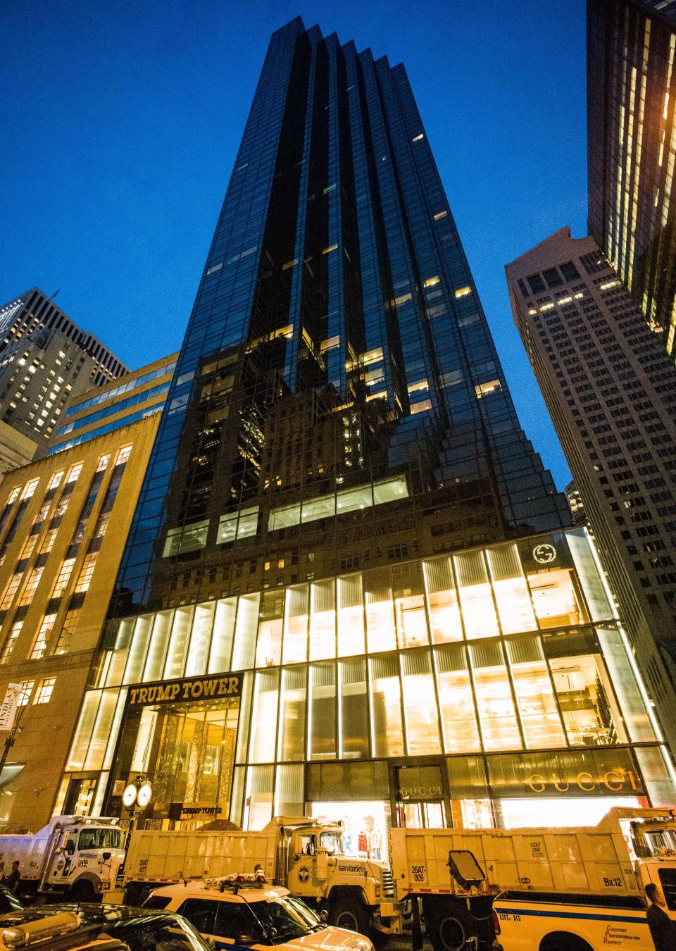 The 58-storey, 664ft Trump Tower building in Manhattan, pictured in August. (Rex)