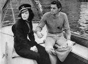 <p>Mexican-American actress Lupe Vélez joins her husband, <em>Tarzan </em>actor Johnny Weissmuller, on the bow of a sailboat. The look ready for a day on the sea, with Vélez wearing a navy sailor's cap atop her curls. </p>