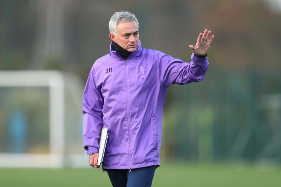 Mourinho takes charge of Spurs training for the first time on Wednesday afternoon (Tottenham Hotspur FC via Getty I)