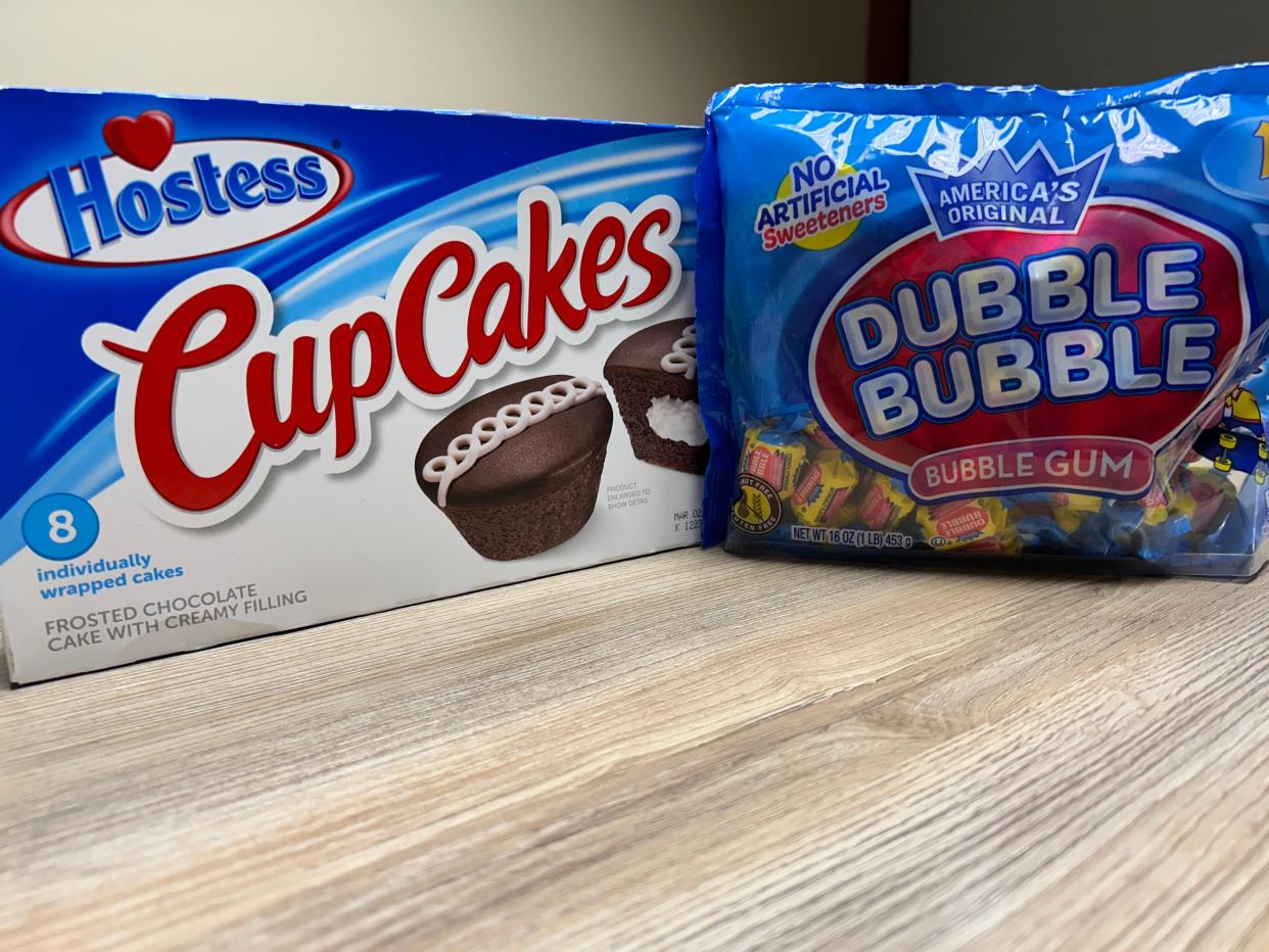 Food additives that would be banned through legislation being considered by the Illinois General Assembly can be found in products like Hostess Cupcakes and Dubble Bubble Bubble Gum.