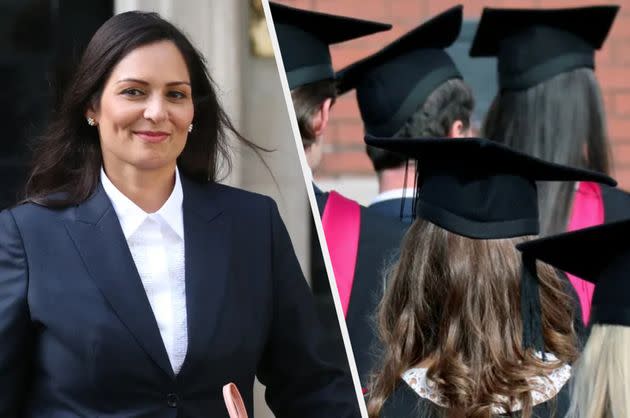 Priti Patel promised tougher penalties for students (Photo: HuffPost UK)