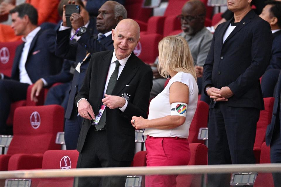 German Federal Minister of the Interior and Community Nancy Faeser wears the One Love armband (Getty Images)