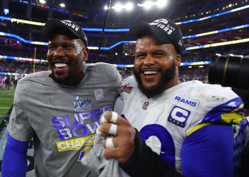 OLB Von Miller (left) and DT Aaron Donald were huge reasons for the Rams' win in Super Bowl 56.