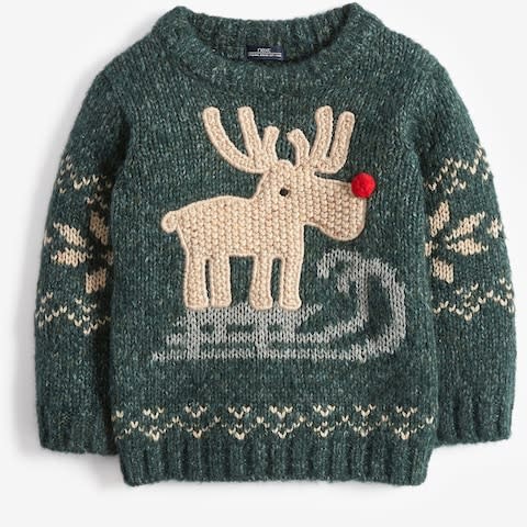 Next Green Reindeer Christmas Jumper - Credit: Next