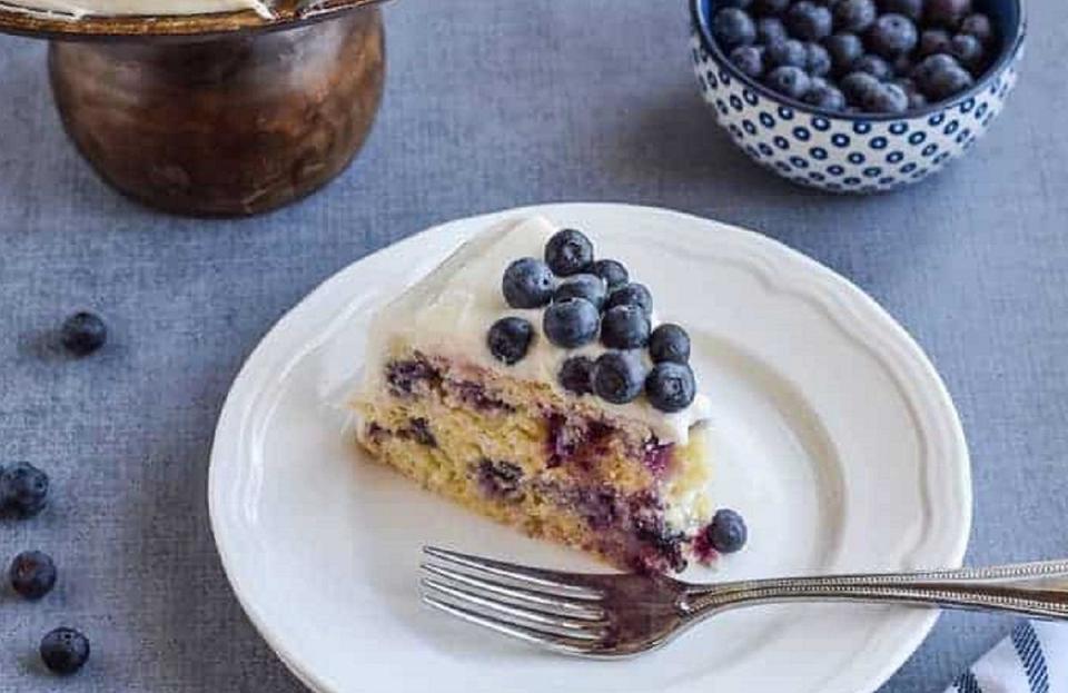 <p>Layers of cake and blueberries are paired with a decadent cream cheese frosting to make for a delicious gluten-free <a href="https://www.thedailymeal.com/cook/pantry-staple-recipes-easy?referrer=yahoo&category=beauty_food&include_utm=1&utm_medium=referral&utm_source=yahoo&utm_campaign=feed" rel="nofollow noopener" target="_blank" data-ylk="slk:recipe made from pantry staples;elm:context_link;itc:0;sec:content-canvas" class="link ">recipe made from pantry staples</a>.</p> <p><a href="https://www.thedailymeal.com/recipes/gluten-free-lemon-blueberry-cake-recipe?referrer=yahoo&category=beauty_food&include_utm=1&utm_medium=referral&utm_source=yahoo&utm_campaign=feed" rel="nofollow noopener" target="_blank" data-ylk="slk:For the Gluten-Free Lemon Blueberry Cake recipe, click here;elm:context_link;itc:0;sec:content-canvas" class="link ">For the Gluten-Free Lemon Blueberry Cake recipe, click here</a>.</p>