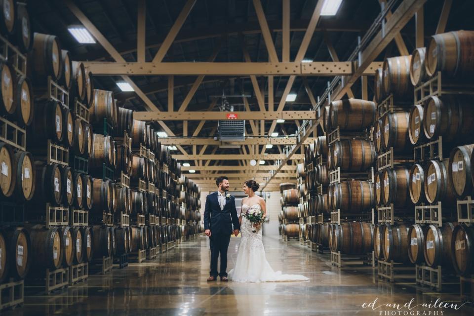 "Allison and Pat's wedding at Goose Island Barrel Warehouse in Chicago on Dec. 16."&mdash;<i>Ed and Aileen Photography</i>