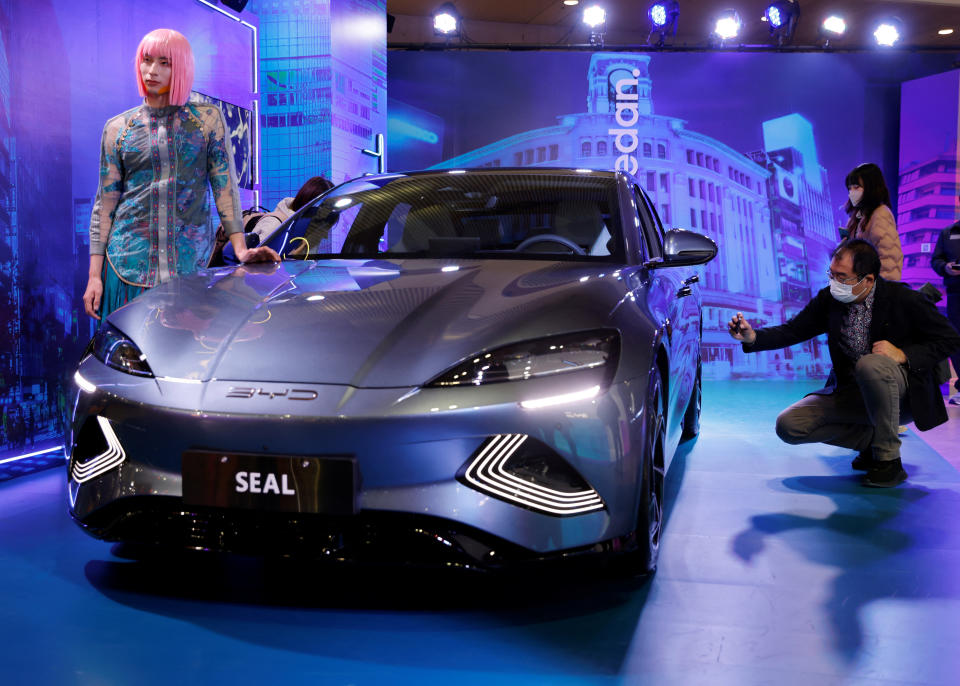 China's EV maker BYD's SEAL is displayed at Tokyo Auto Salon 2023 at Makuhari Messe in Chiba, east of Tokyo, Japan January 13, 2023. REUTERS/Kim Kyung-Hoon