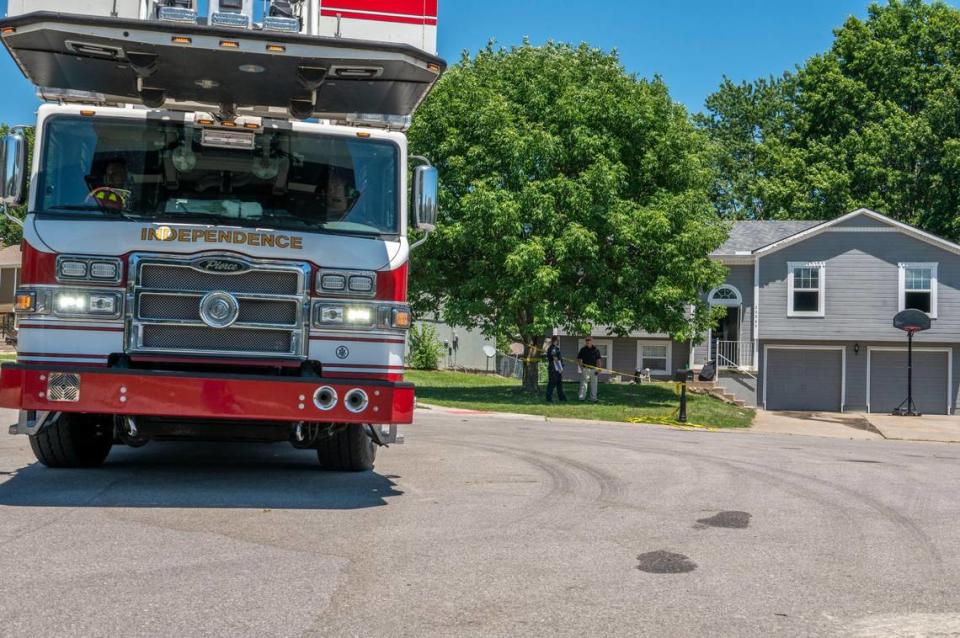 First responders investigate a fatal fire that killed a man and a dog in Independence on Thursday, June 30, 2022.