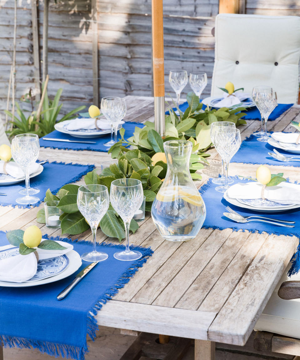 <p> &apos;When picking a theme and color for your table I suggest choosing three colors that fall into the primary, secondary and accent groupings,&apos; says tablescaping expert Lucy Whiddett of The Table Stylist. &apos;This Amalfi tablescape has blue placemats as the primary color, crisp white napkins as the secondary color and the accent color yellow introduced by using fresh lemons.&apos;&#xA0; </p> <p> Foliage is an easy way to add drama to your tablescape too. Look for large branches with leaves to put into a vase to create a wild and fluid arrangement or try placing some simple foliage along the center of the table for a beautiful natural look. </p>