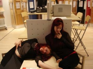 Two ladies looking asleep or dead at IKEA