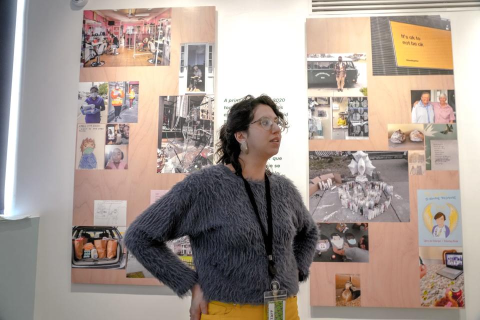 Community Partnership Facilitator Sophia Ellis, who helped curate the exhibit. "Picturing the Pandemic: Images from the Pandemic Journaling Project and the Rhode Island COVID-19 Archive."
