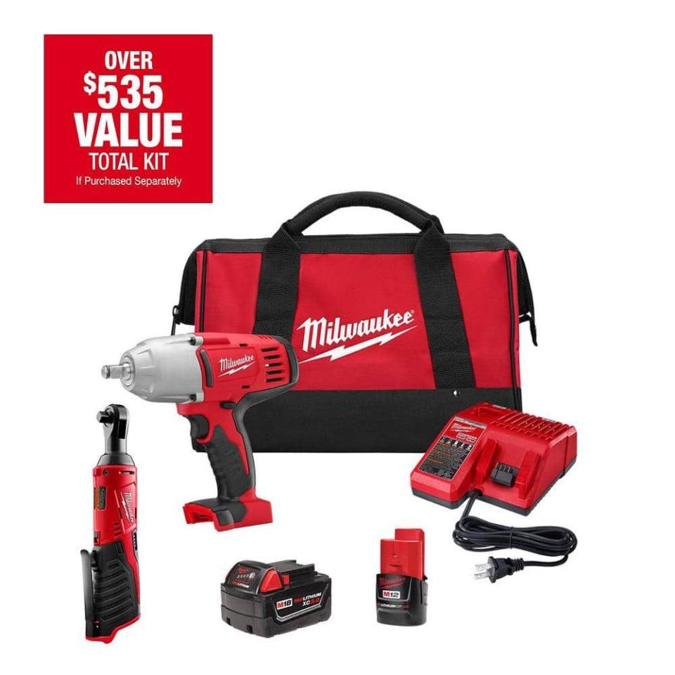 <p><a href="https://go.redirectingat.com?id=74968X1596630&url=https%3A%2F%2Fwww.homedepot.com%2Fp%2FMilwaukee-M18-M12-12-18V-Lithium-Ion-Cordless-3-8-in-Ratchet-and-1-2-in-Impact-Wrench-with-Friction-Ring-Combo-Kit-2663-22RH%2F313668275&sref=https%3A%2F%2Fwww.caranddriver.com%2Fcar-accessories%2Fa61476908%2Ffourth-of-july-automotive-car-truck-sales%2F" rel="nofollow noopener" target="_blank" data-ylk="slk:Shop Now;elm:context_link;itc:0;sec:content-canvas" class="link ">Shop Now</a></p><p>M18/M12 12/18V 3/8-inch Ratchet and 1/2-inch Impact Wrench Set</p><p>homedepot.com</p><p>$199.00</p>