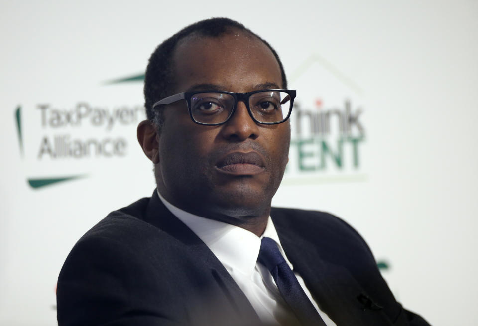 BIRMINGHAM, UNITED KINGDOM - OCTOBER 04:  British Chancellor of the Exchequer Kwasi Kwarteng speaks at a fringe event during the Conservative Party's annual conference at the International Convention Centre in Birmingham, on October 4, 2022. (Photo by Isabel Infantes/Anadolu Agency via Getty Images)