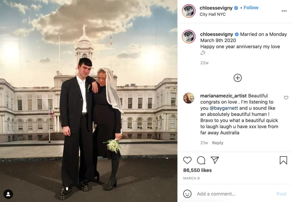 Chloë Sevigny wore a simple all-black look on her wedding day.